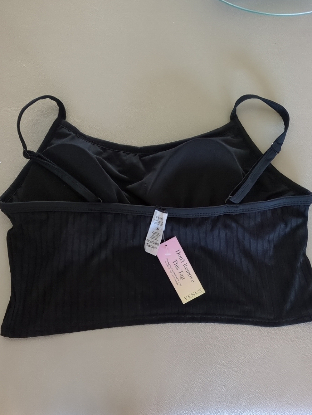 VENUS Black Superrib Swim Crop Top XL - Picture 4 of 5
